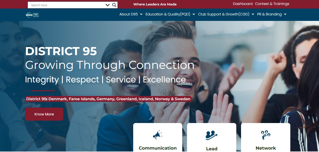 Toastmasters District 95 website developed by Abbas Zaidi