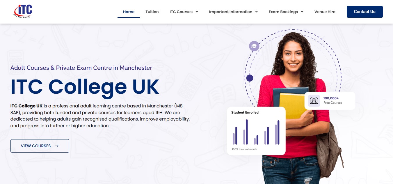 ITC College UK WordPress website with custom PHP by Abbas Zaidi
